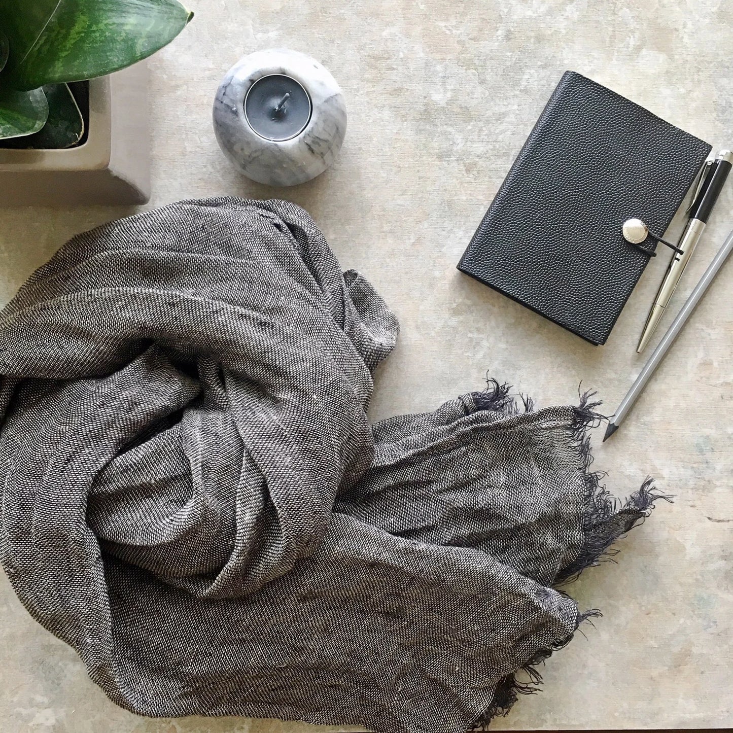 Natural linen scarf